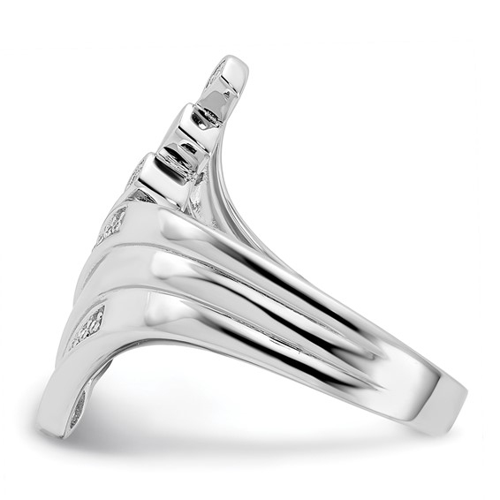 Pure Fire Sterling Silver Rhodium-plated Fancy CZ Ring