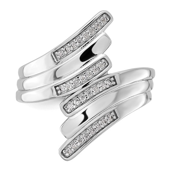 Pure Fire Sterling Silver Rhodium-plated Fancy CZ Ring