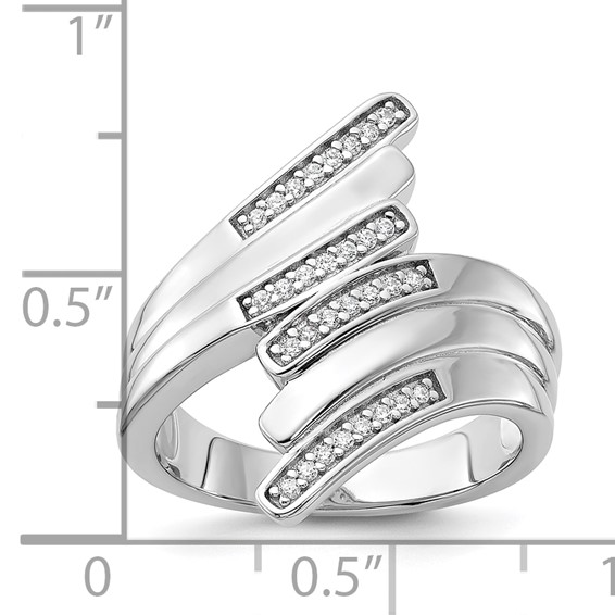 Pure Fire Sterling Silver Rhodium-plated Fancy CZ Ring