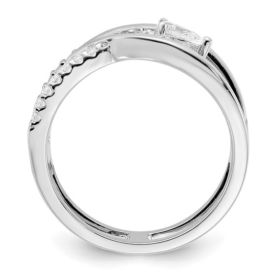 Sterling Silver Rhodium-plated Fancy CZ Ring
