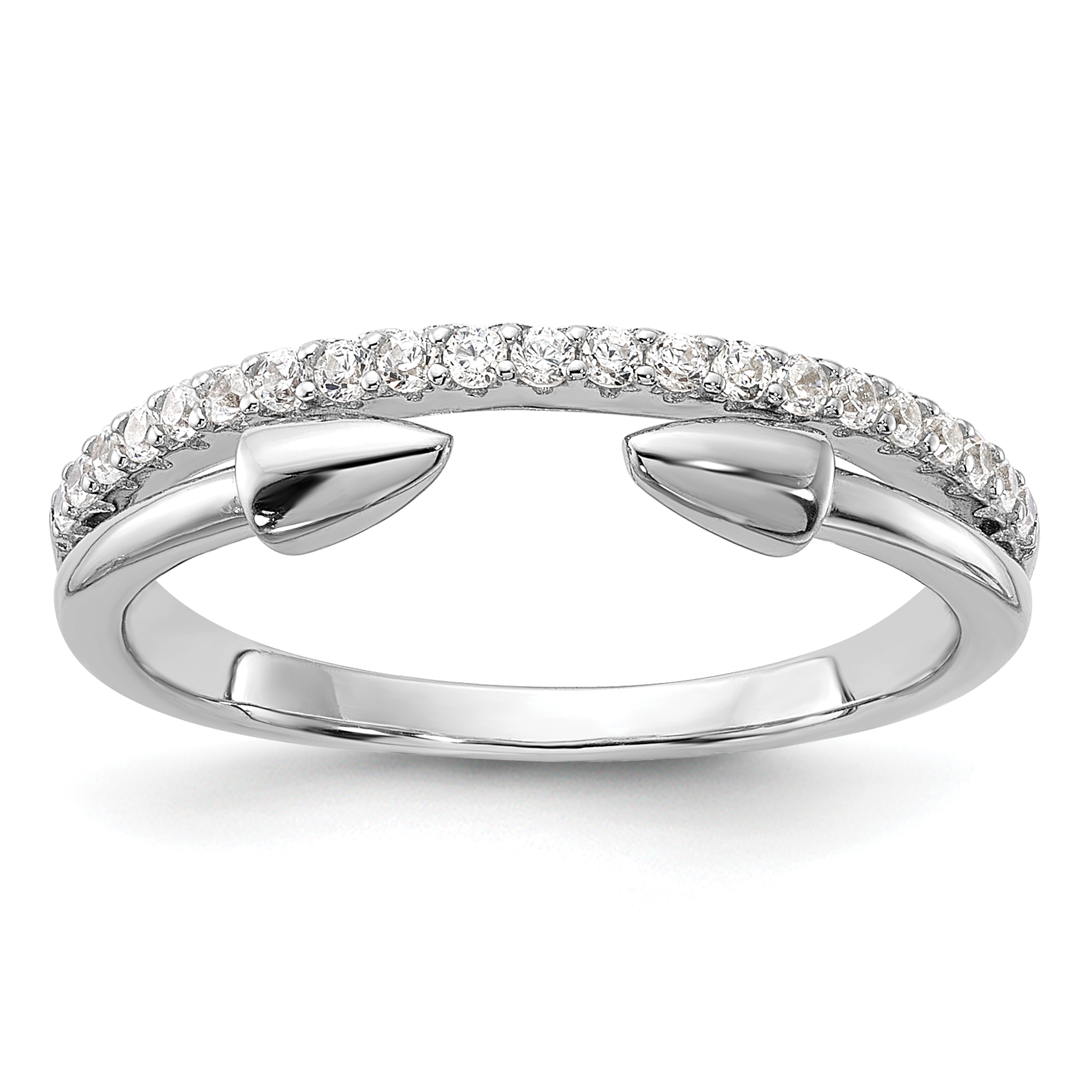 Sterling Silver Rhodium-plated CZ with Open Arrow Band (QR7532-7)