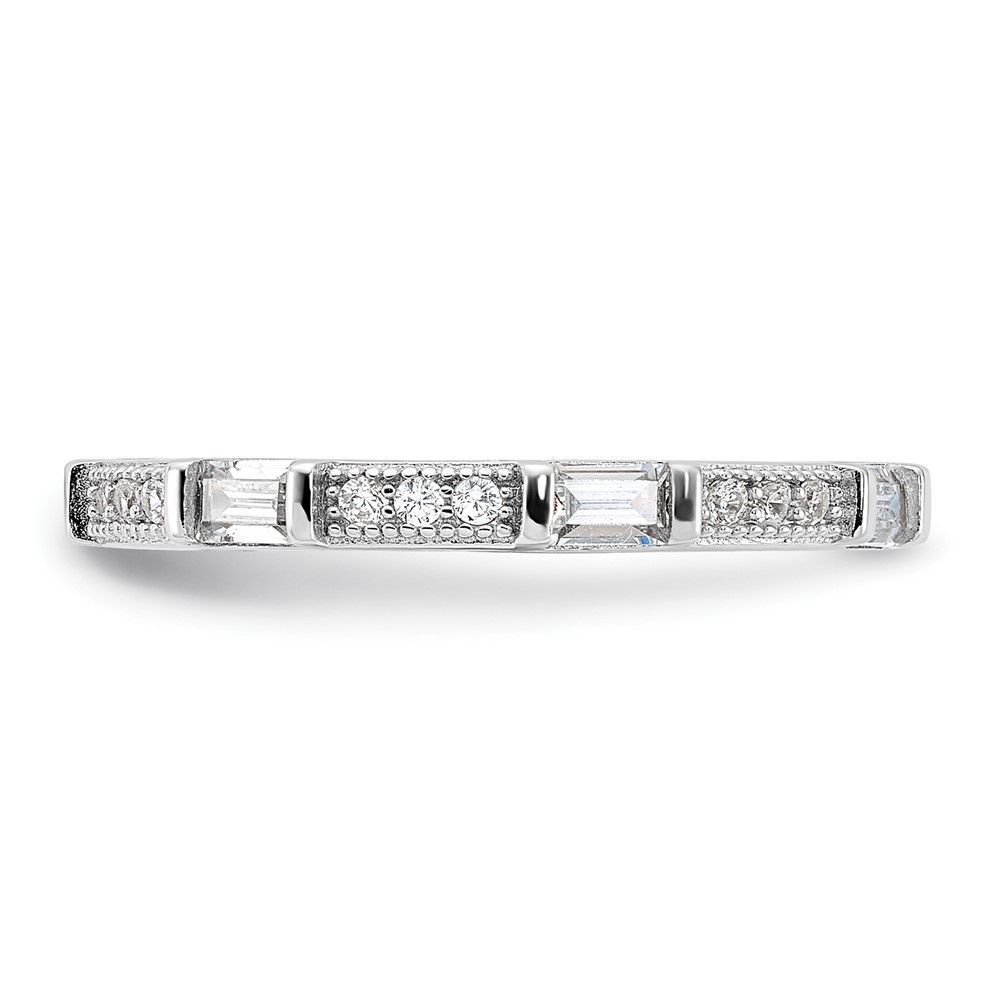 Sterling Silver Rhodium-plated Micro Pave and Baguette CZ Eternity Band (QR7533-8)