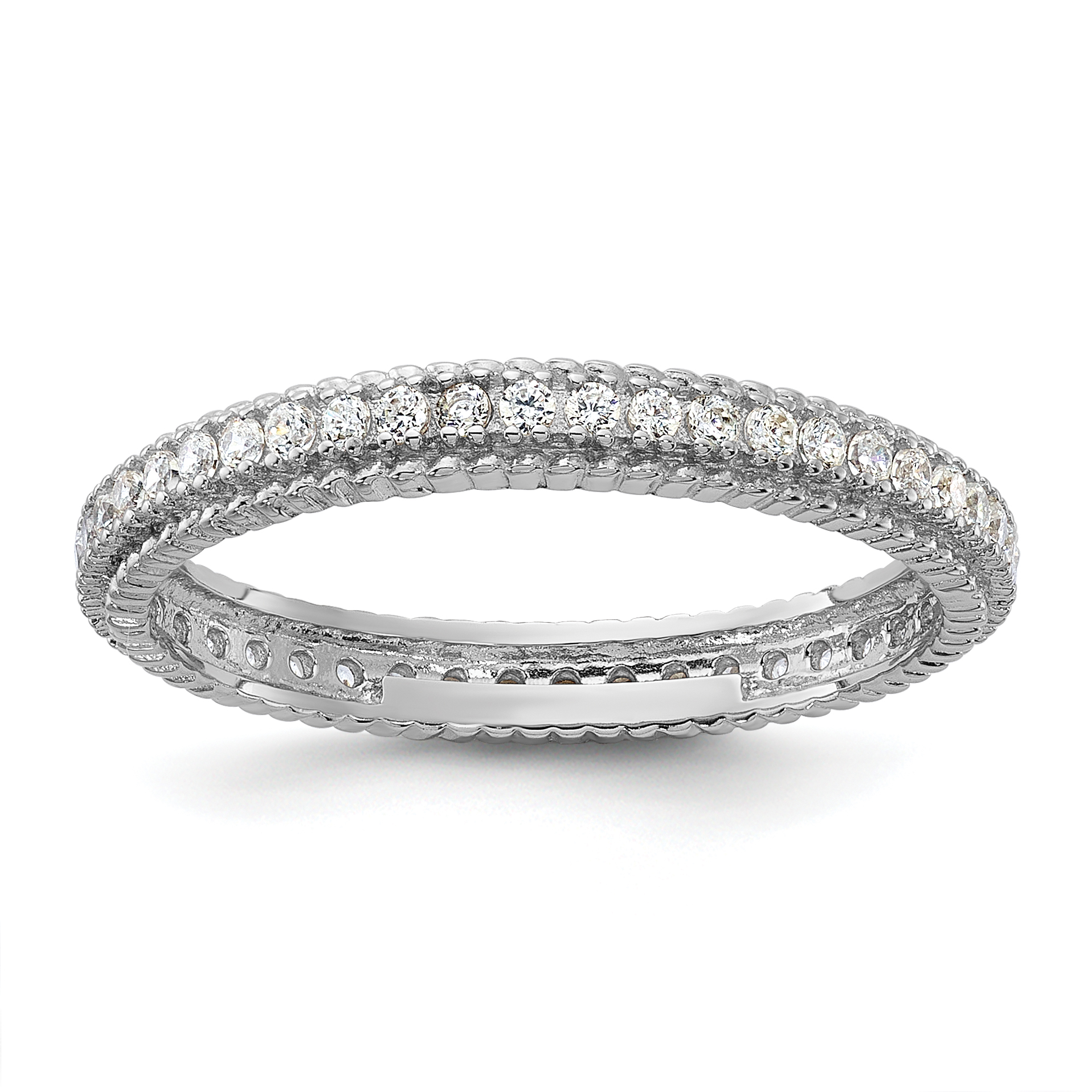 Sterling Silver Rhodium-plated CZ 3mm Eternity Band (QR7534-6)
