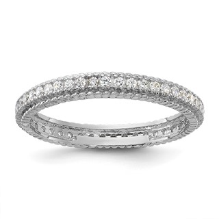 Sterling Silver Rhodium-plated CZ 3mm Eternity Band