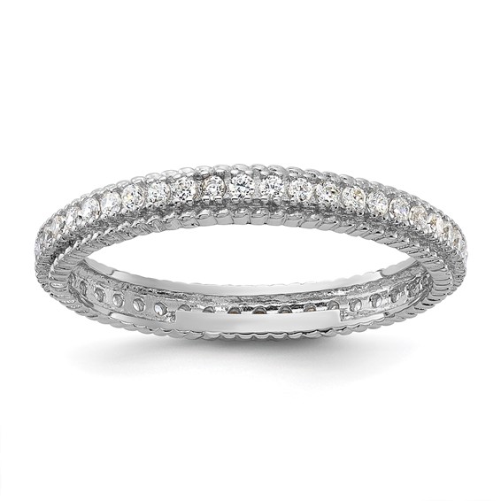Sterling Silver Rhodium-plated CZ 3mm Eternity Band