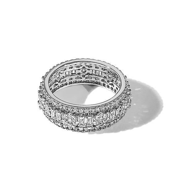 Sterling Silver Rhodium-plated CZ Eternity Band
