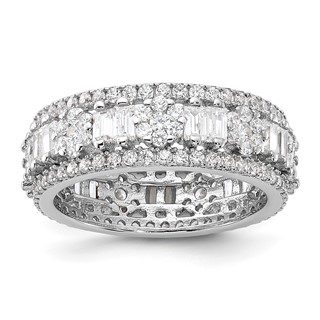Sterling Silver Rhodium-plated CZ Eternity Band