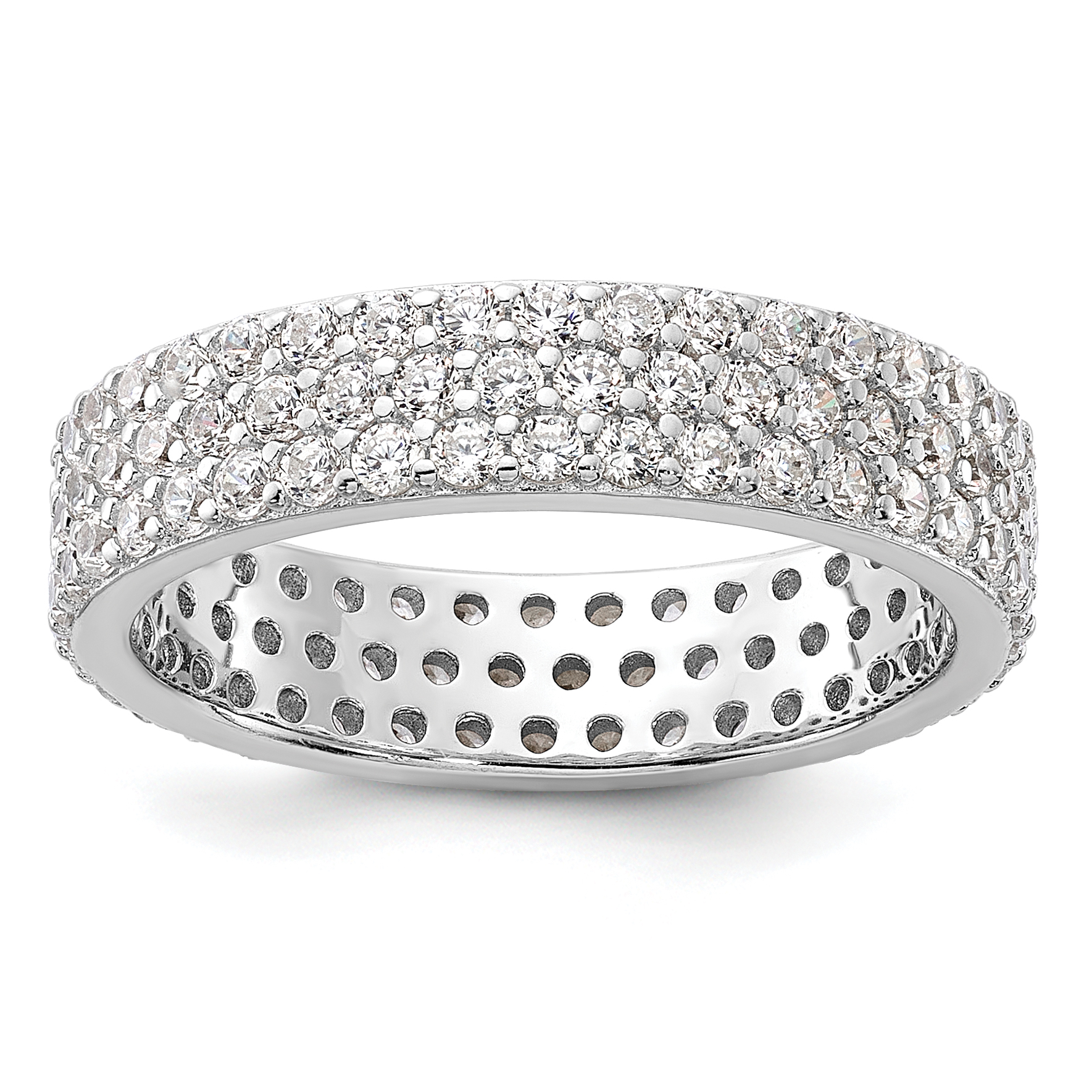 Sterling Silver Rhodium-plated 4mm CZ Eternity Band (QR7537-8)