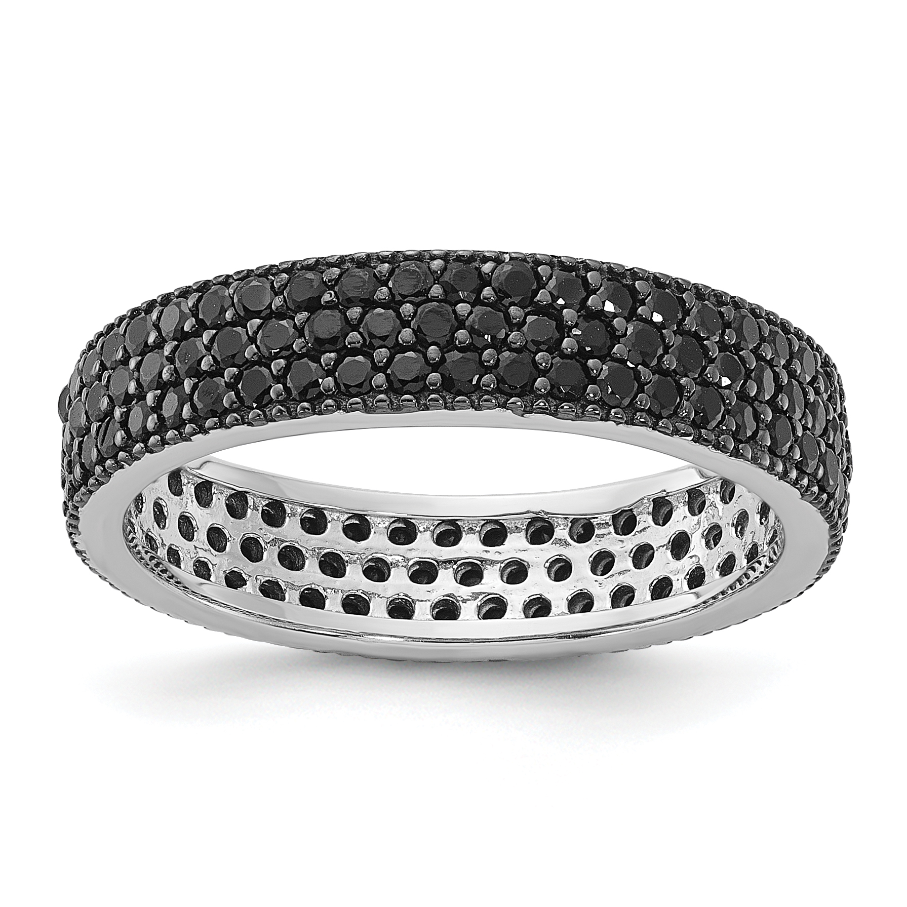 Sterling Silver Rhodium-plated Black Spinel 5mm Band (QR7539-6)