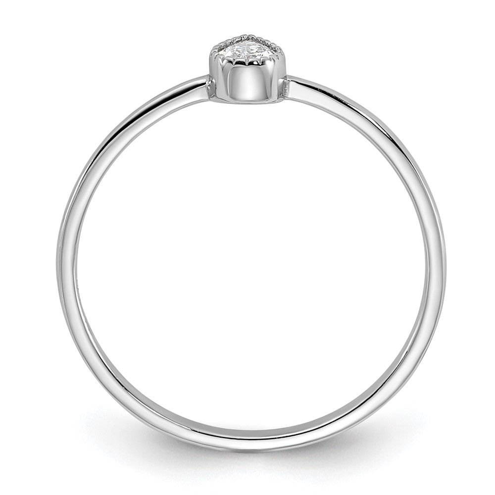 Sterling Silver Rhodium-plated Pear Shaped CZ Ring (QR7541-8)