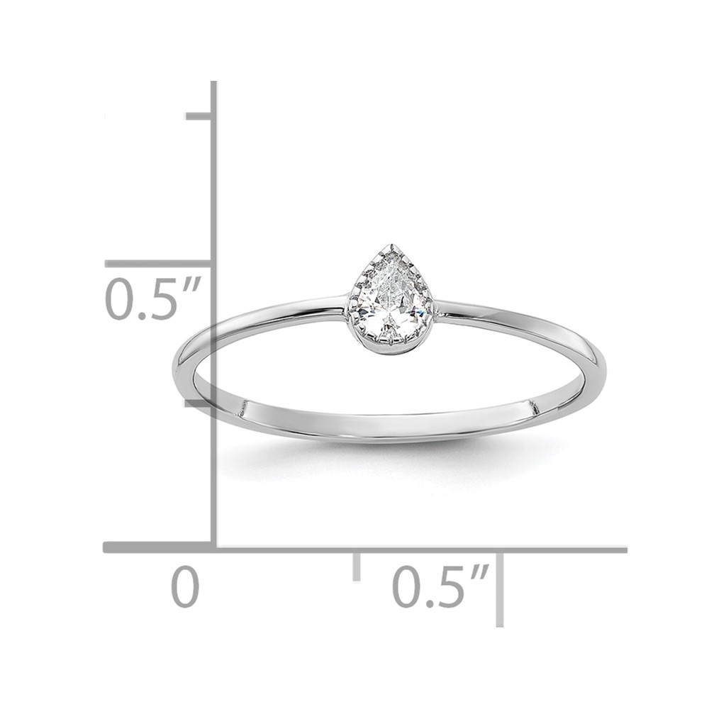 Sterling Silver Rhodium-plated Pear Shaped CZ Ring (QR7541-8)