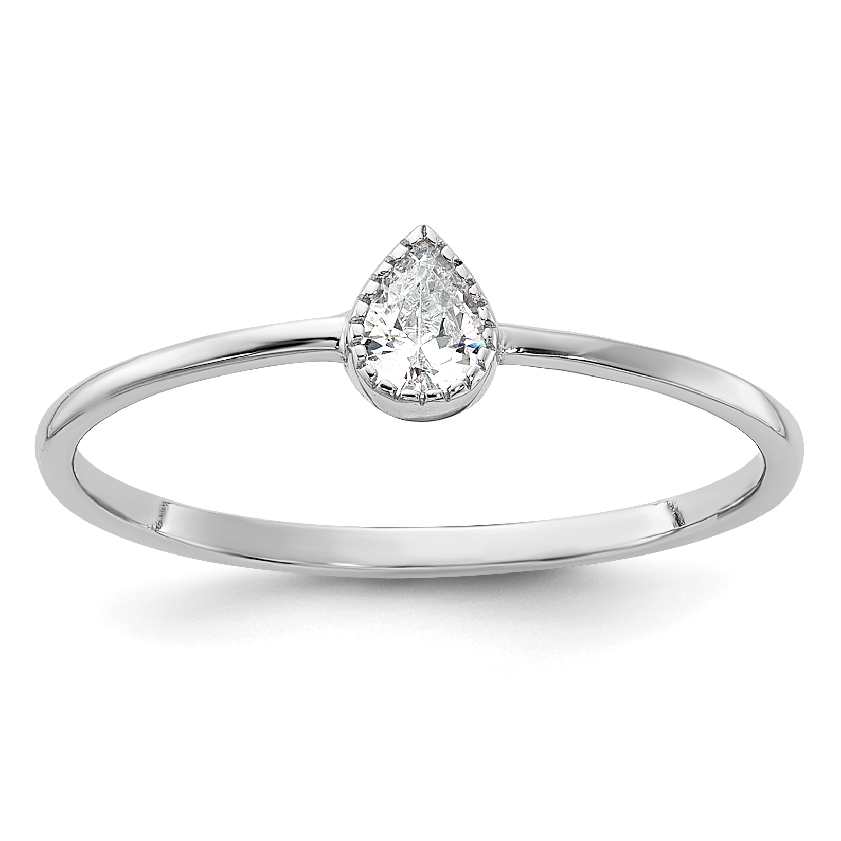 Sterling Silver Rhodium-plated Pear Shaped CZ Ring (QR7541-6)