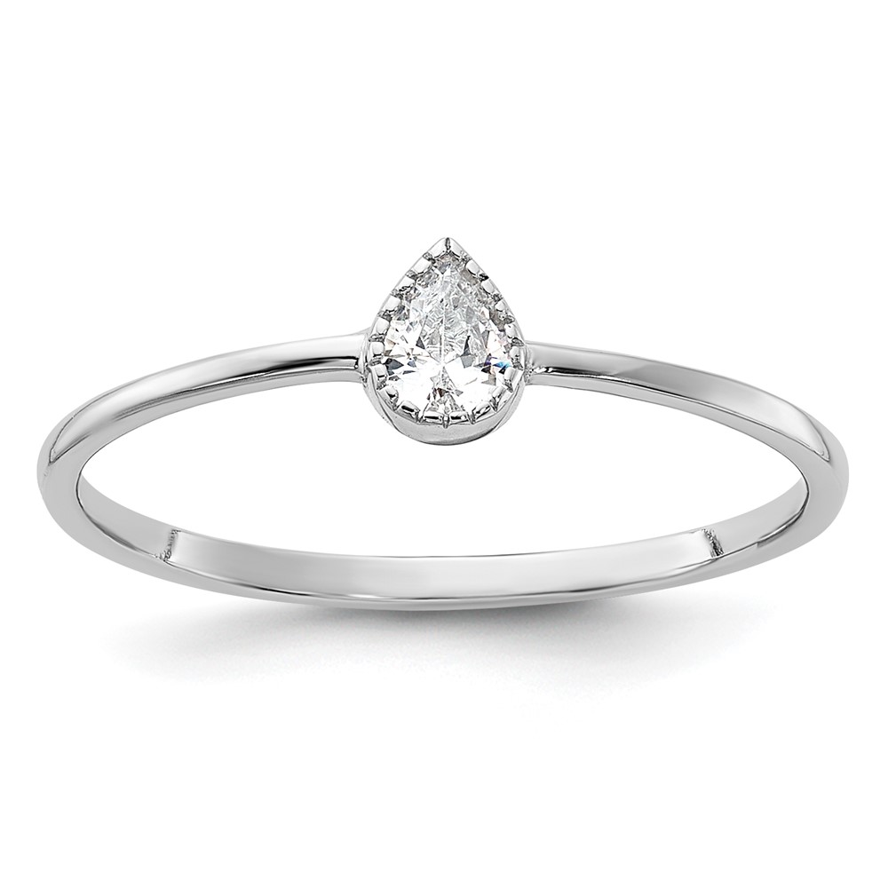 Sterling Silver Rhodium-plated Pear Shaped CZ Ring (QR7541-6)