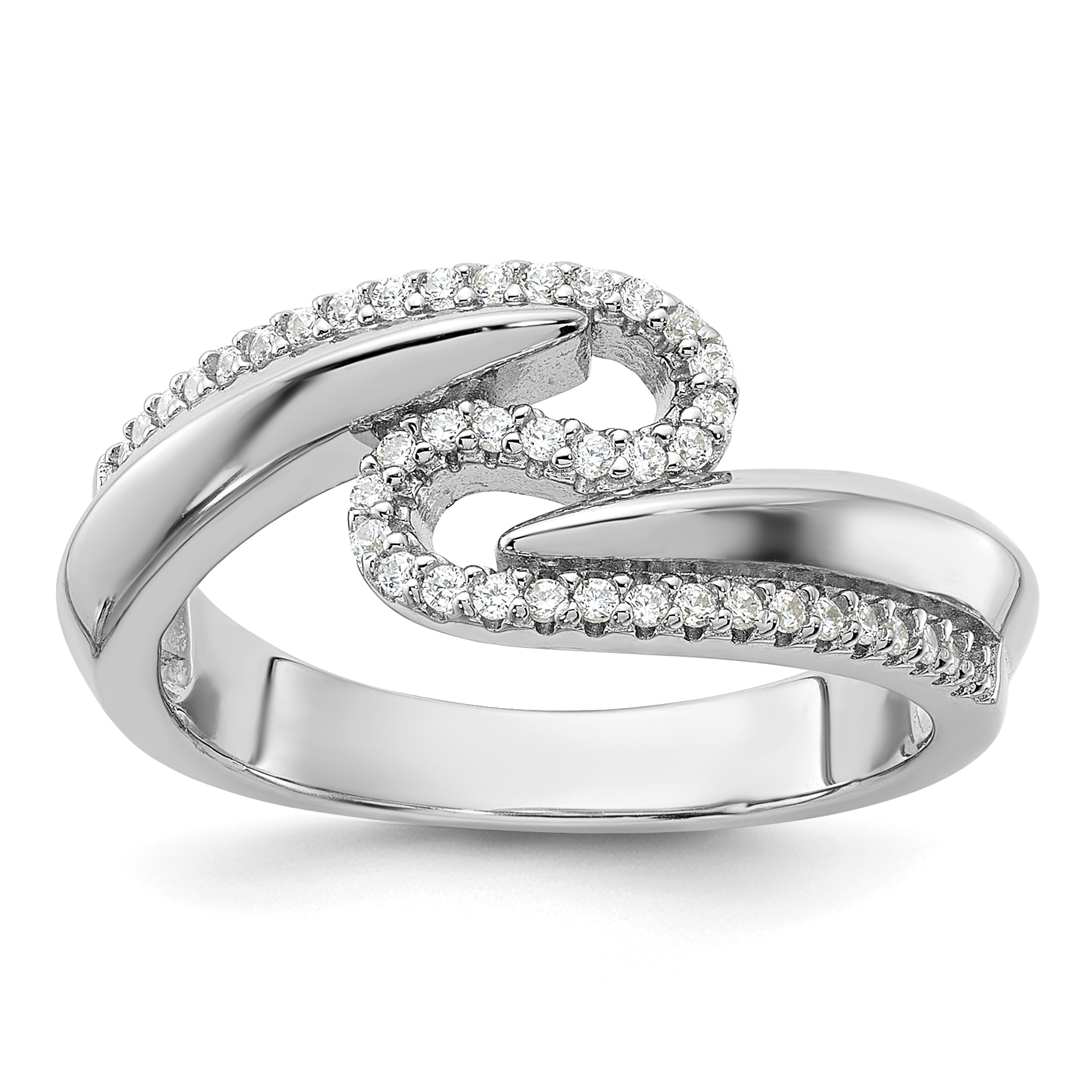 Pure Fire Sterling Silver Rhodium-plated Fancy CZ Ring (QR7542-7)