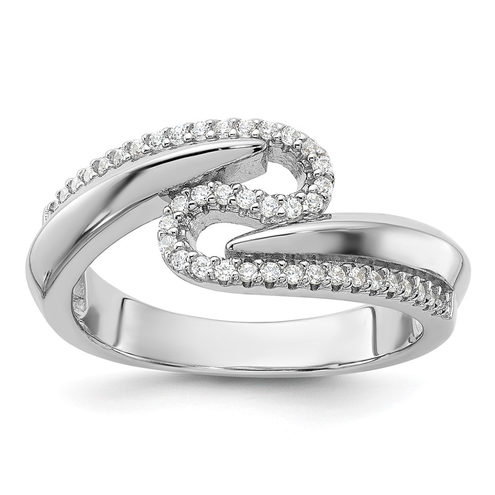 Pure Fire Sterling Silver Rhodium-plated Fancy CZ Ring (QR7542-7)