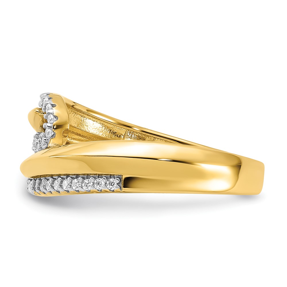 Sterling Silver Gold-tone Fancy CZ Ring (QR7542GP-7)