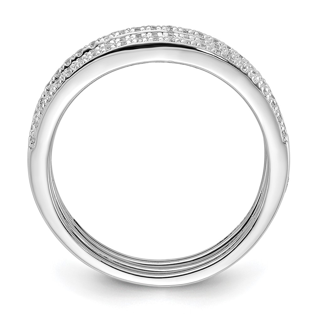 Sterling Silver Rhodium-plated CZ Curved 3 Band Set (QR7545-6)