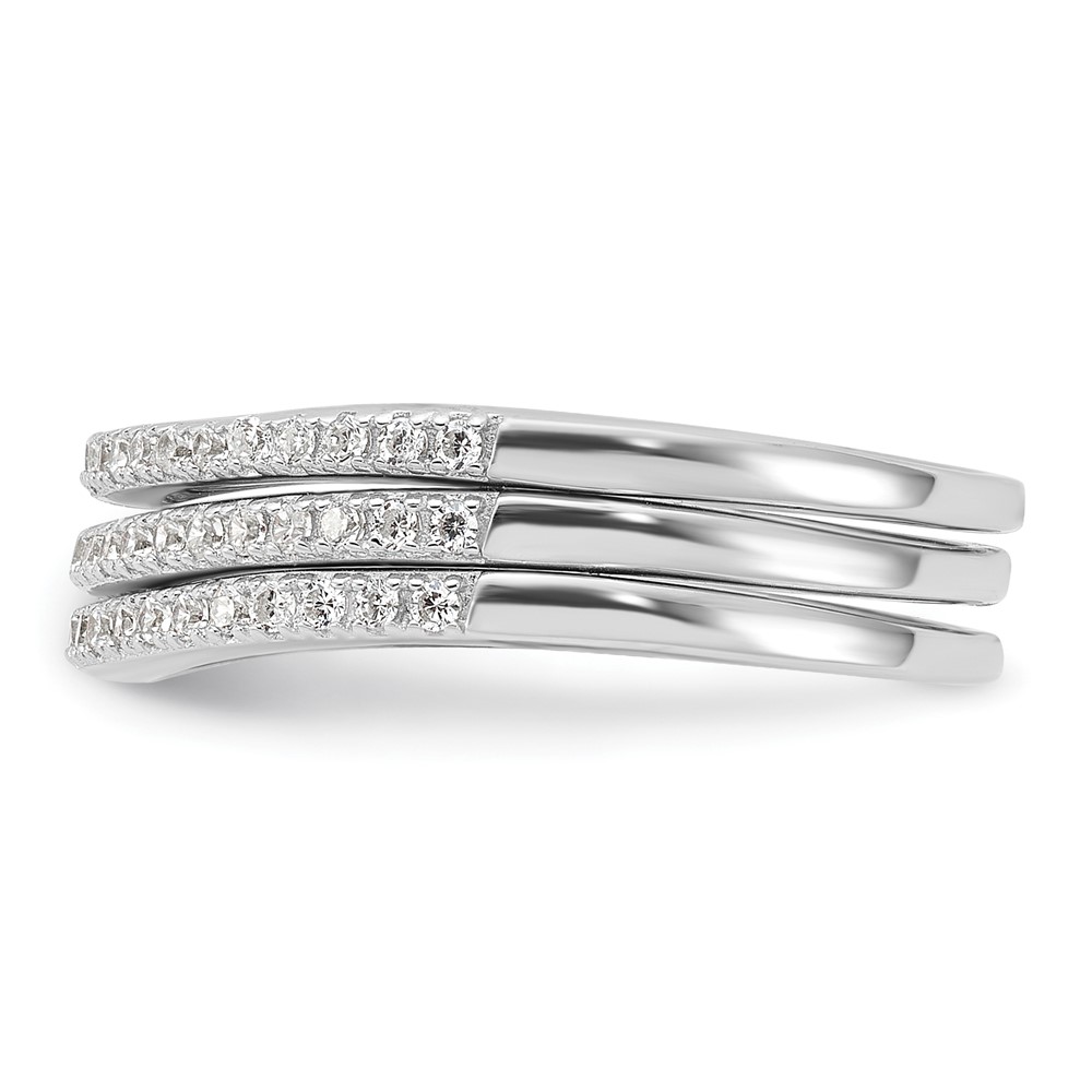 Sterling Silver Rhodium-plated CZ Curved 3 Band Set (QR7545-6)