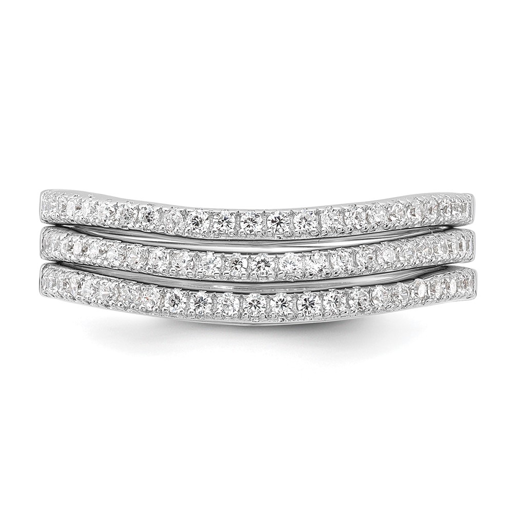 Sterling Silver Rhodium-plated CZ Curved 3 Band Set (QR7545-6)