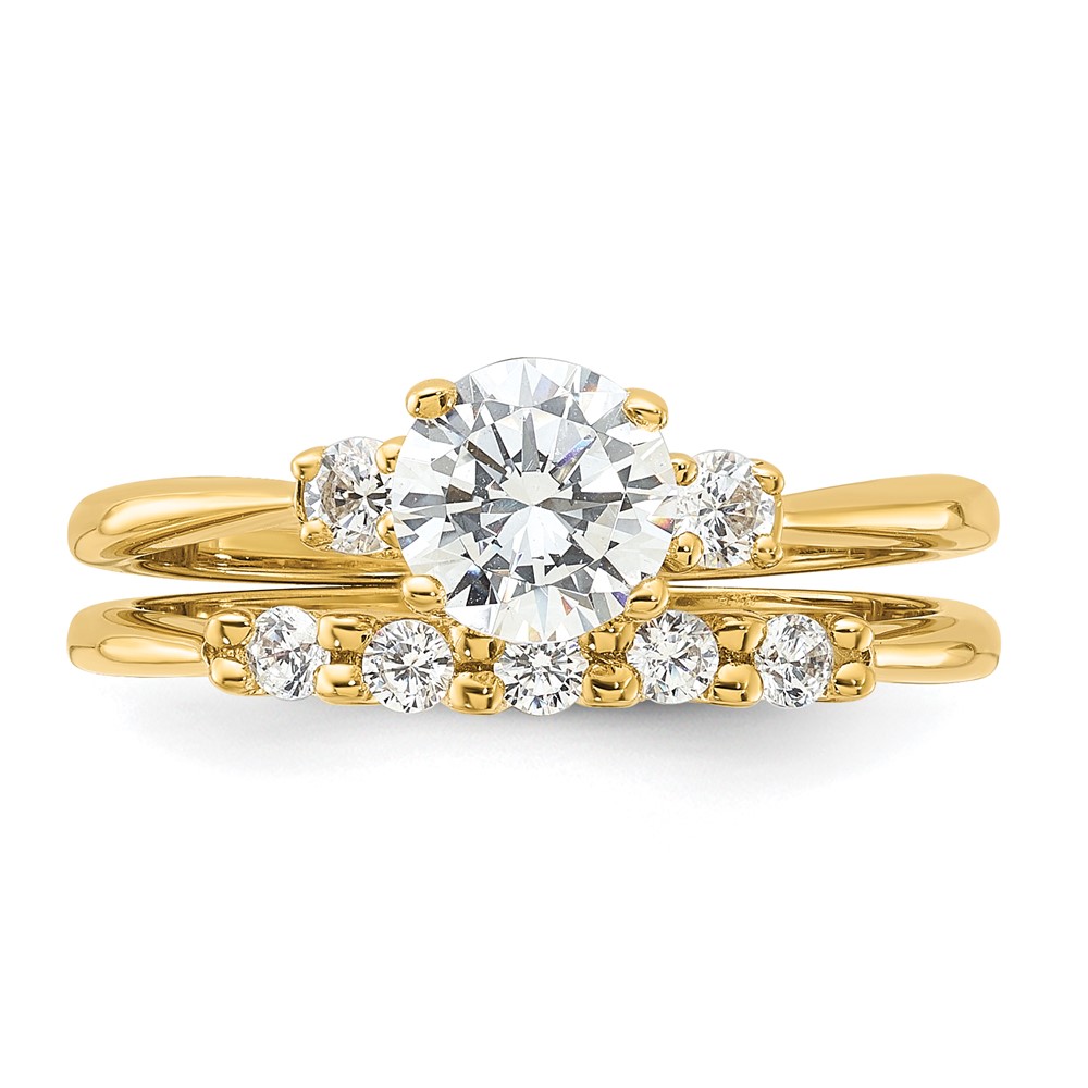 Sterling Silver Gold-Plated CZ Engagement Ring and Band Set (QR7552GP-6)