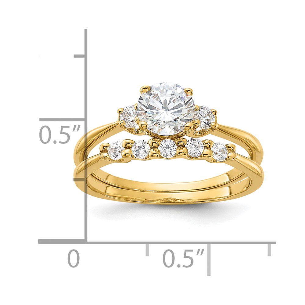 Sterling Silver Gold-Plated CZ Engagement Ring and Band Set (QR7552GP-6)