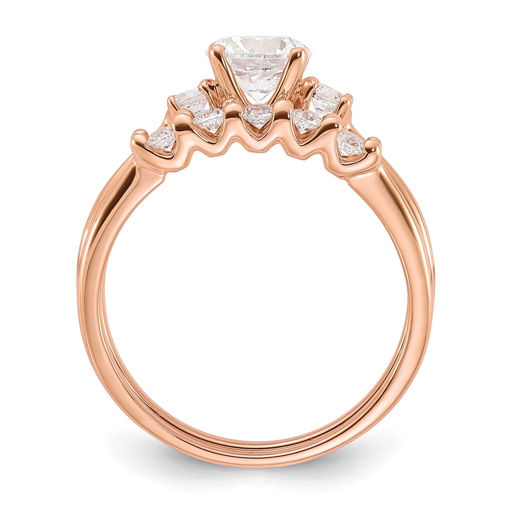 Sterling Silver Rose Gold-Plated Polished CZ Engagement Ring and Band Set (QR7552RP-8)