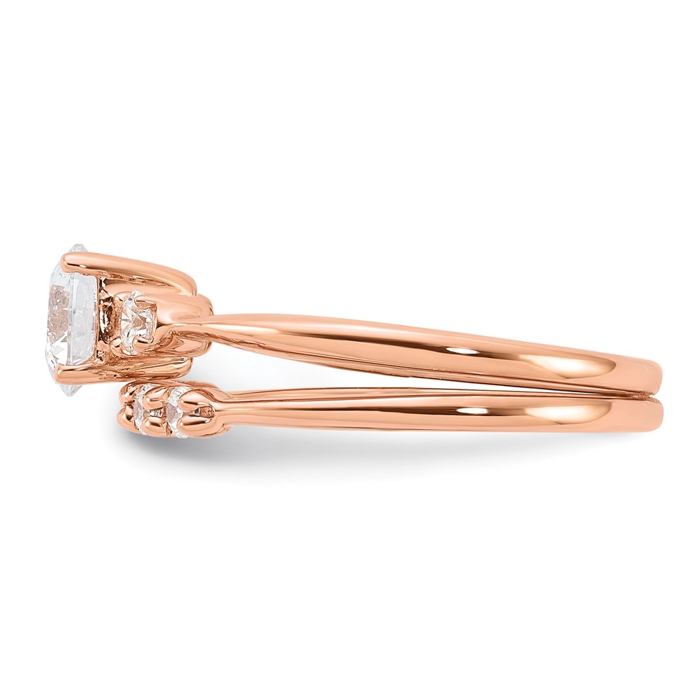 Sterling Silver Rose Gold-Plated Polished CZ Engagement Ring and Band Set (QR7552RP-8)