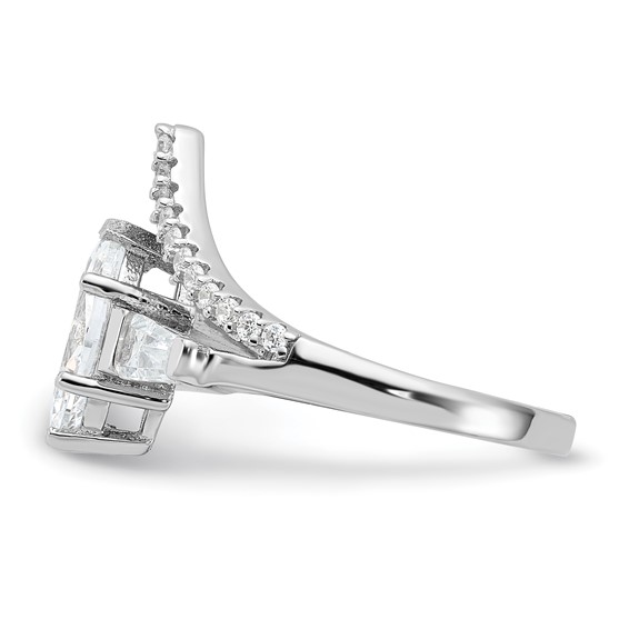 Pure Fire Sterling Silver Rhod-plated Fancy Marquise CZ Ring