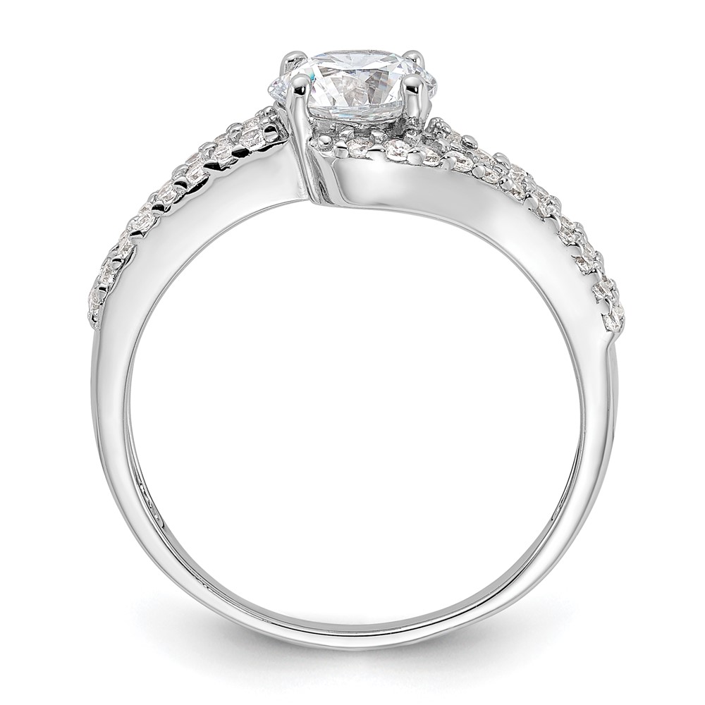 Sterling Silver Rhodium-plated CZ Double Row Ring (QR7560-6)