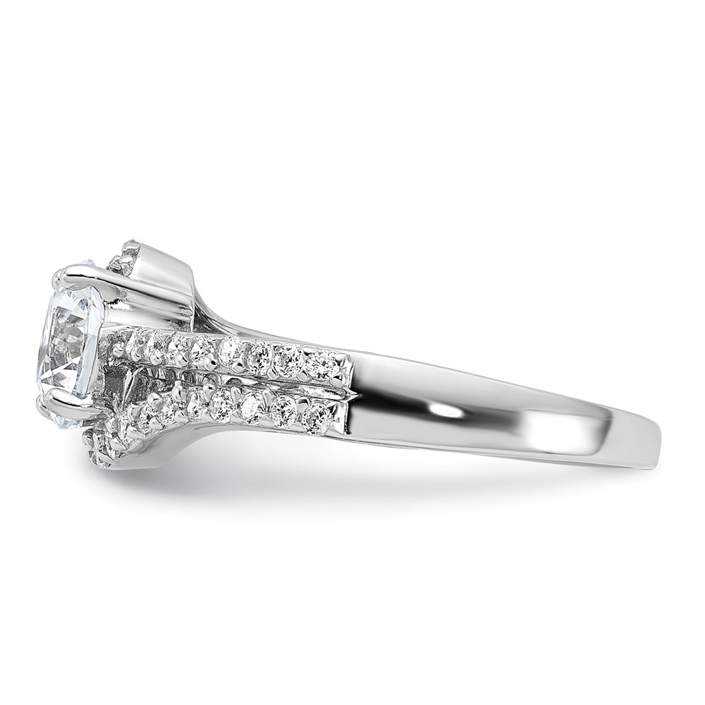 Sterling Silver Rhodium-plated CZ Double Row Ring (QR7560-6)