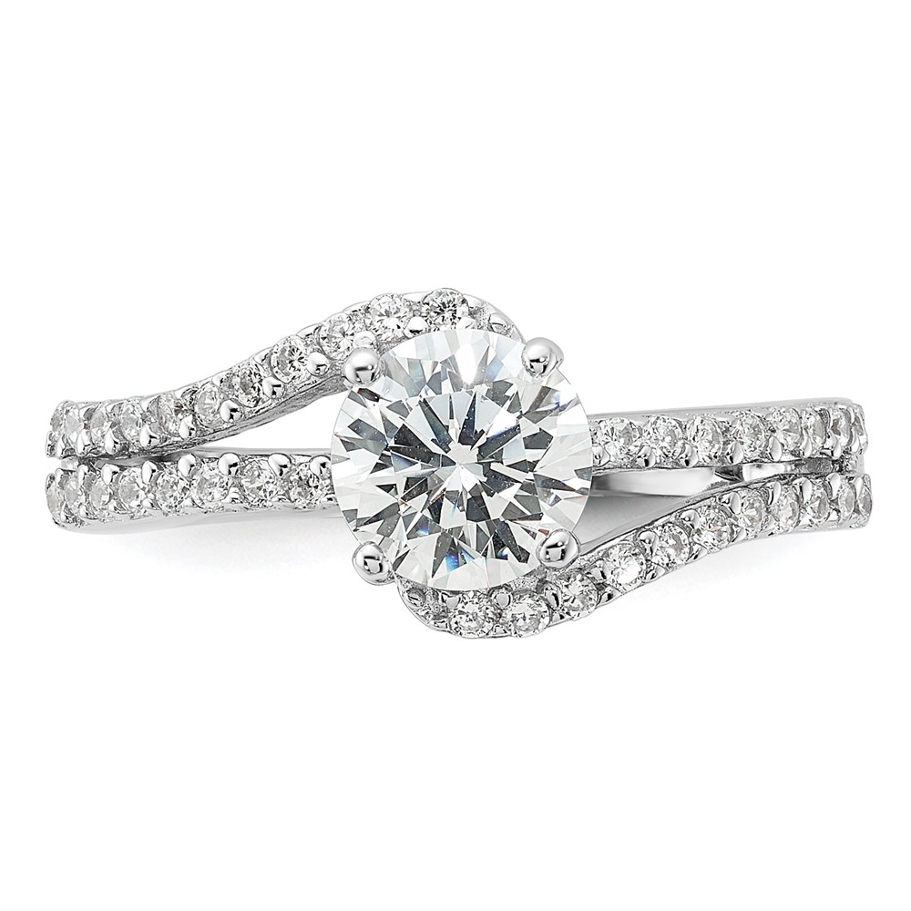 Sterling Silver Rhodium-plated CZ Double Row Ring (QR7560-6)