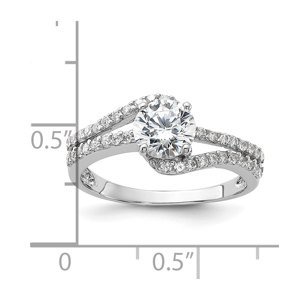 Sterling Silver Rhodium-plated CZ Double Row Ring (QR7560-6)