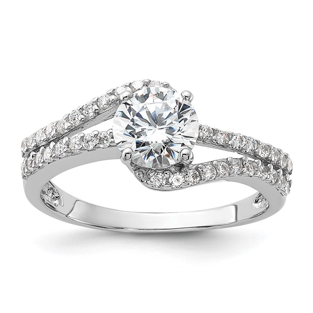 Sterling Silver Rhodium-plated CZ Double Row Ring (QR7560-6)