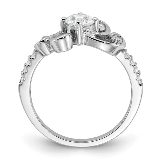 Pure Fire Sterling Silver Rhod-plated Fancy CZ Ring