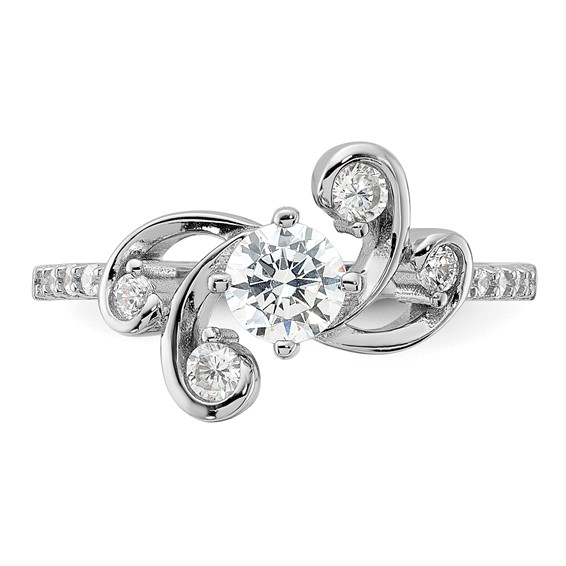 Pure Fire Sterling Silver Rhod-plated Fancy CZ Ring
