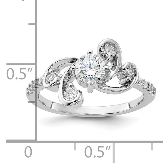 Pure Fire Sterling Silver Rhod-plated Fancy CZ Ring