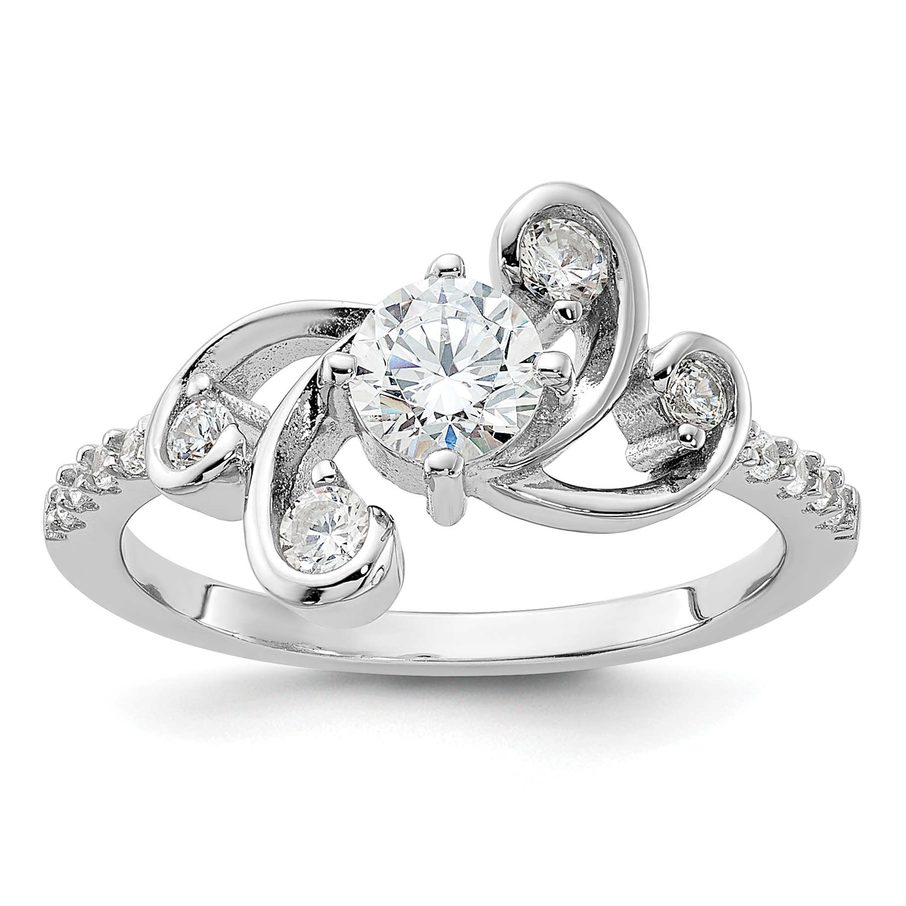 Pure Fire Sterling Silver Rhodium-plated Fancy CZ Ring (QR7562-6)