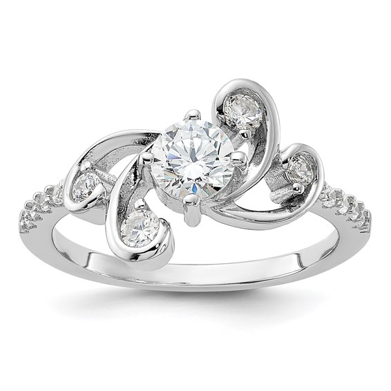 Pure Fire Sterling Silver Rhod-plated Fancy CZ Ring