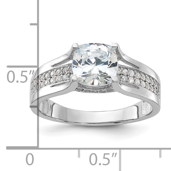 Sterling Silver Rhodium-plated CZ Ring