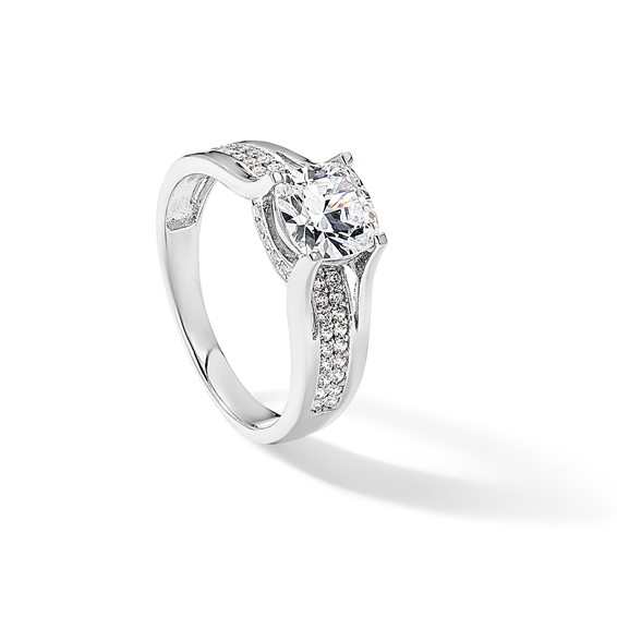 Sterling Silver Rhodium-plated CZ Ring
