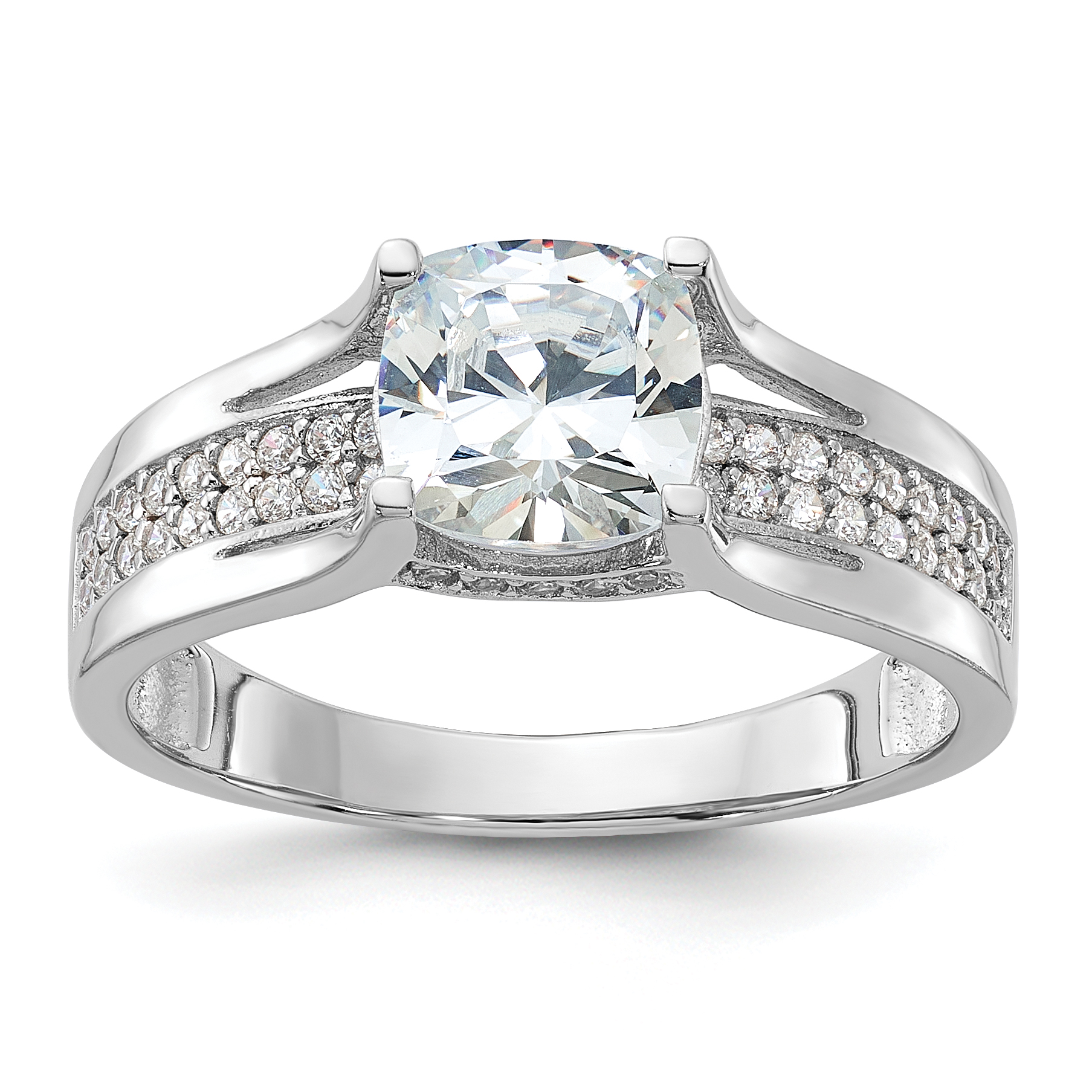 Sterling Silver Rhodium-plated CZ Ring (QR7563-8)