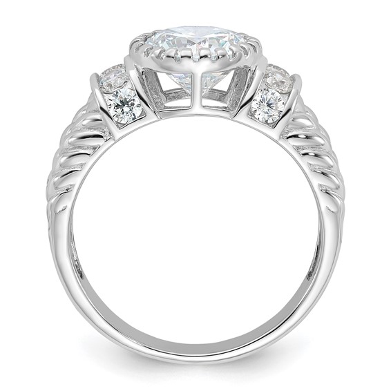 Sterling Silver Rhodium-plated CZ Rope Design Ring