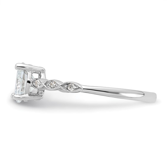 Sterling Silver Rhodium-plated Fancy CZ Engagement Ring