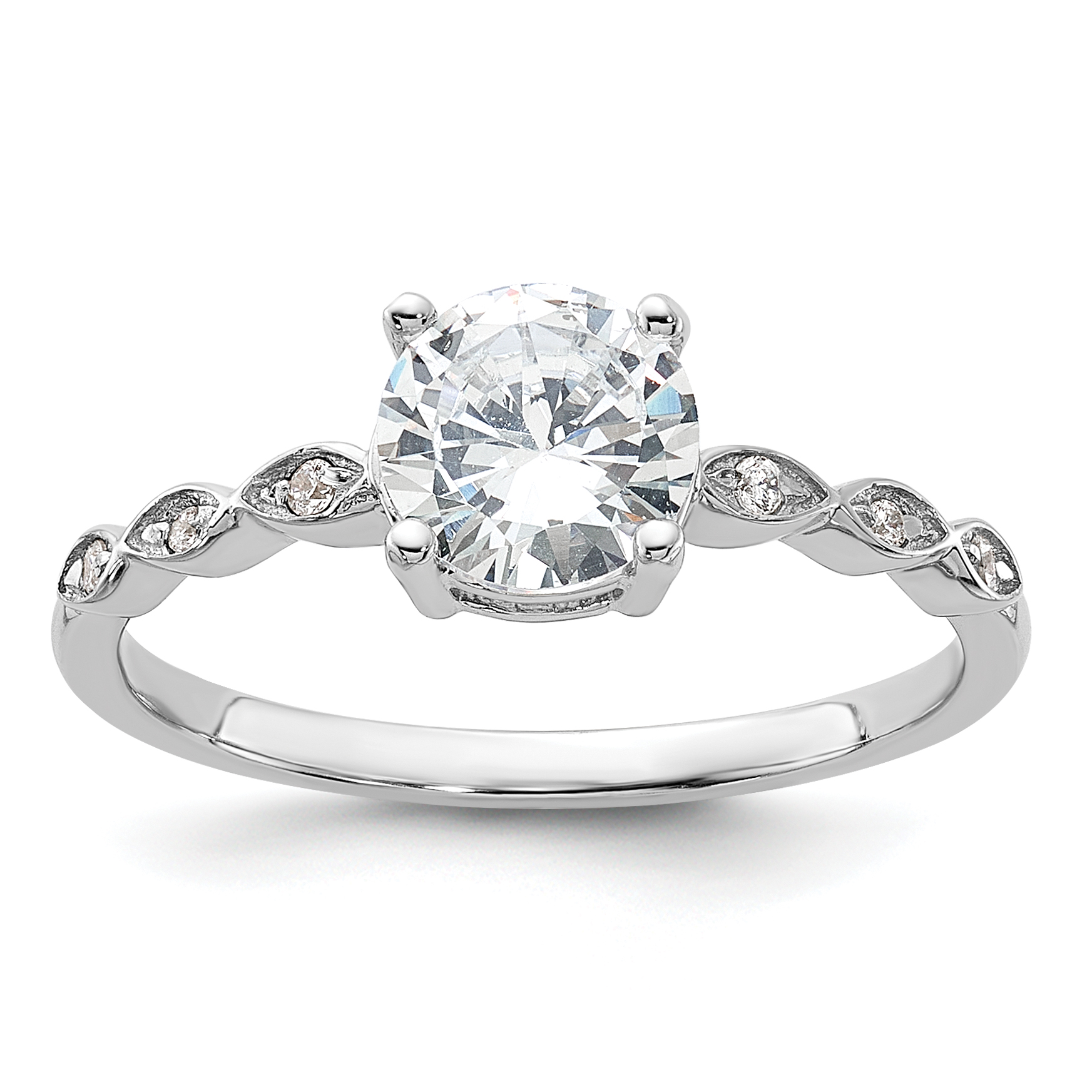 Sterling Silver Rhodium-plated Fancy CZ Engagement Ring (QR7565-7)