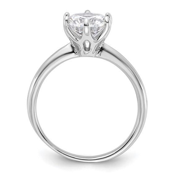 Sterling Silver Rhodium-plated 9mm CZ 6 Prong Solitaire Ring