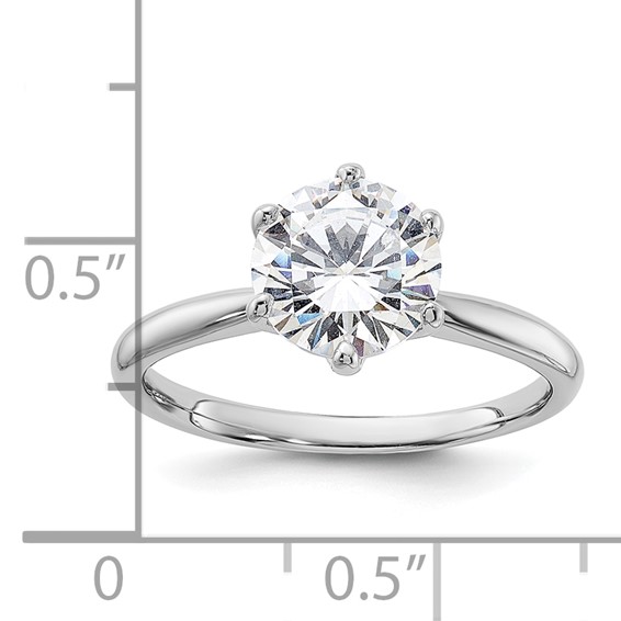 Sterling Silver Rhodium-plated 9mm CZ 6 Prong Solitaire Ring