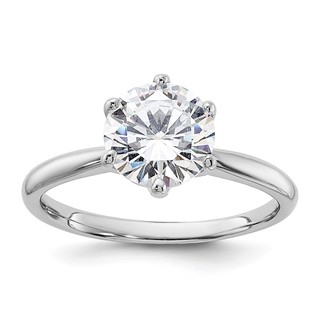 Sterling Silver Rhodium-plated 9mm CZ 6 Prong Solitaire Ring
