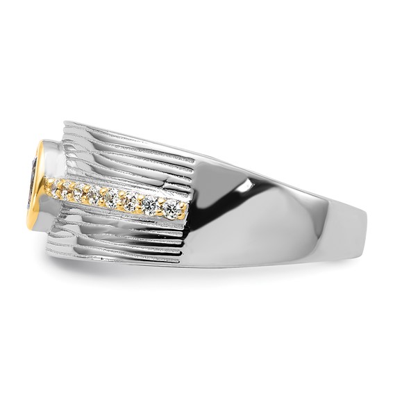 Sterling Silver Rhodium/Gold-tone CZ Ring