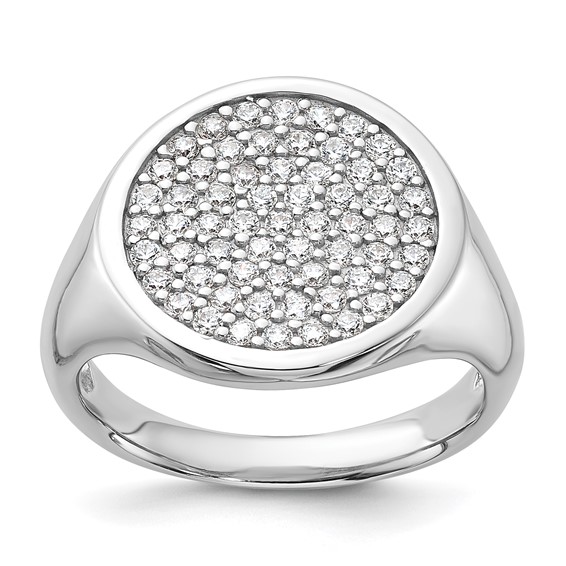 Sterling Silver Rhodium-plated Polished CZ Fashion Ring