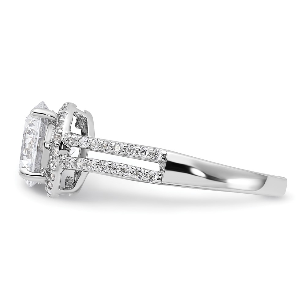 Sterling Silver Rhodium-plated CZ Halo Ring (QR7571-8)